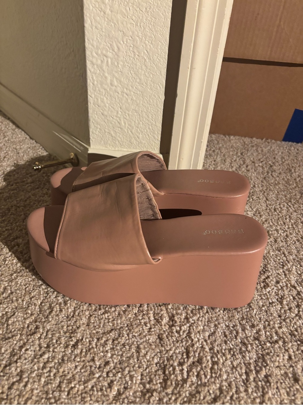 Platform Slide Sandals in Blush Pink